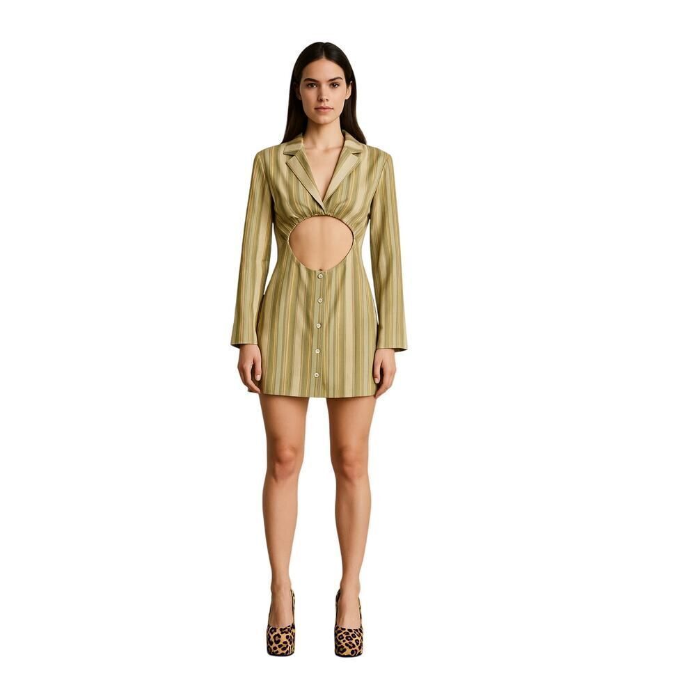 DANIELLE BERNSTEIN WE WORE WHAT Women’s Striped Cutout Blazer Dress Extra Small